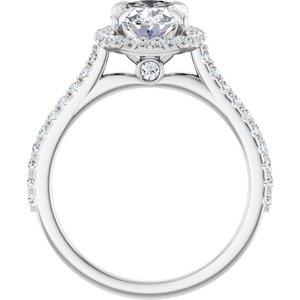 14K White 9x7 mm Oval Forever One™ Moissanite & 1/3 CTW Diamond Engagement Ring